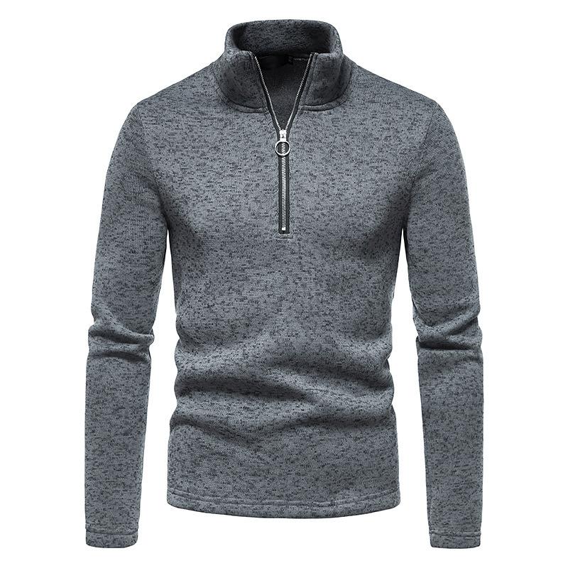 Men's Casual Solid Color Turtleneck Knitted Sweatshirt