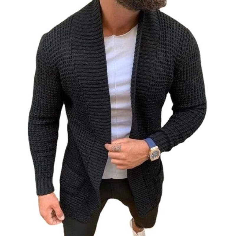 Men's Knitted Solid Color Casual Cardigan