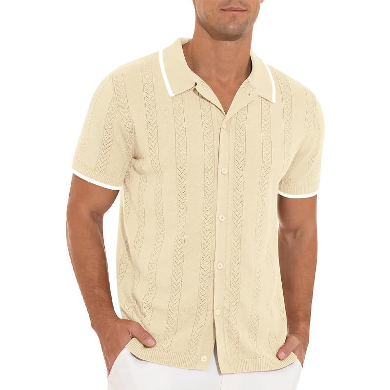 Men's Casual Solid Color Short-Sleeved Single-Breasted Polo Shirt