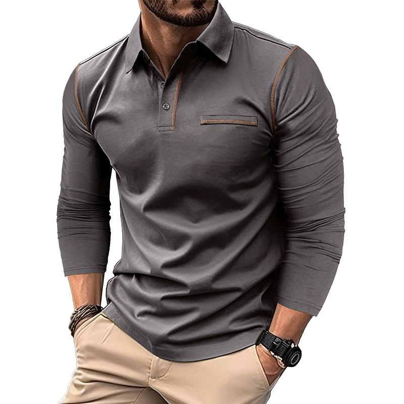 Men's Casual Lapel Slim Fit Long Sleeve Polo Shirt