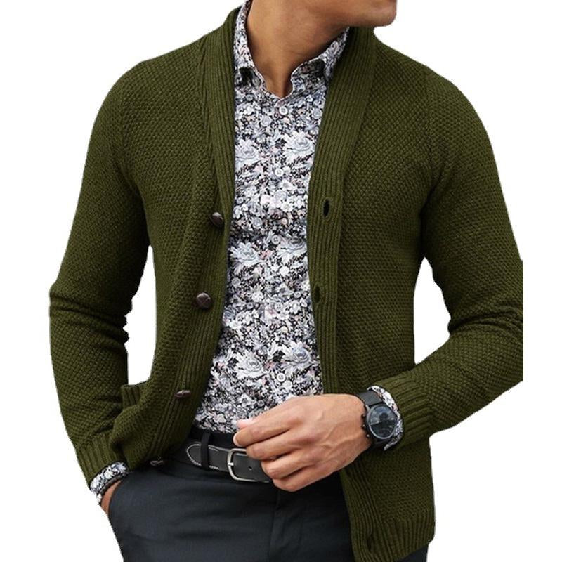 Men's Solid Color Single Breasted Knit Jacket