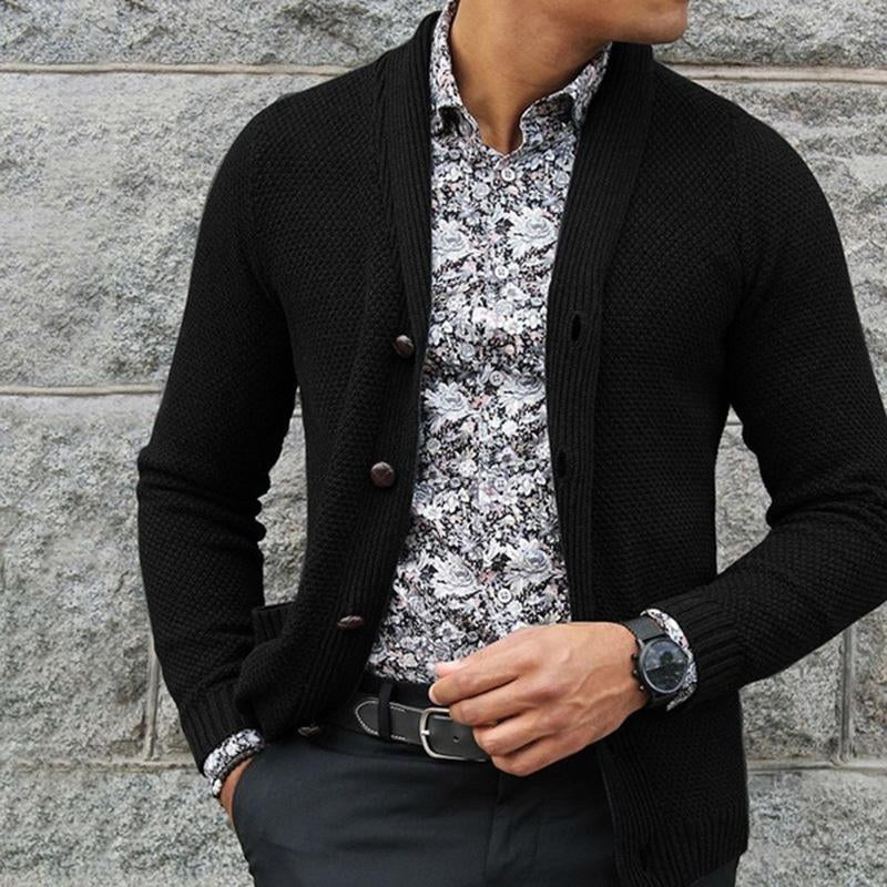 Men's Solid Color Single Breasted Knit Jacket