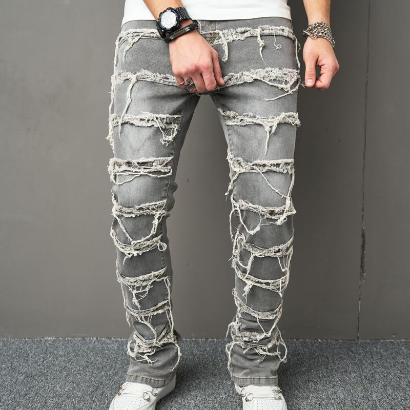 Men's Vintage Ripped Button Jeans