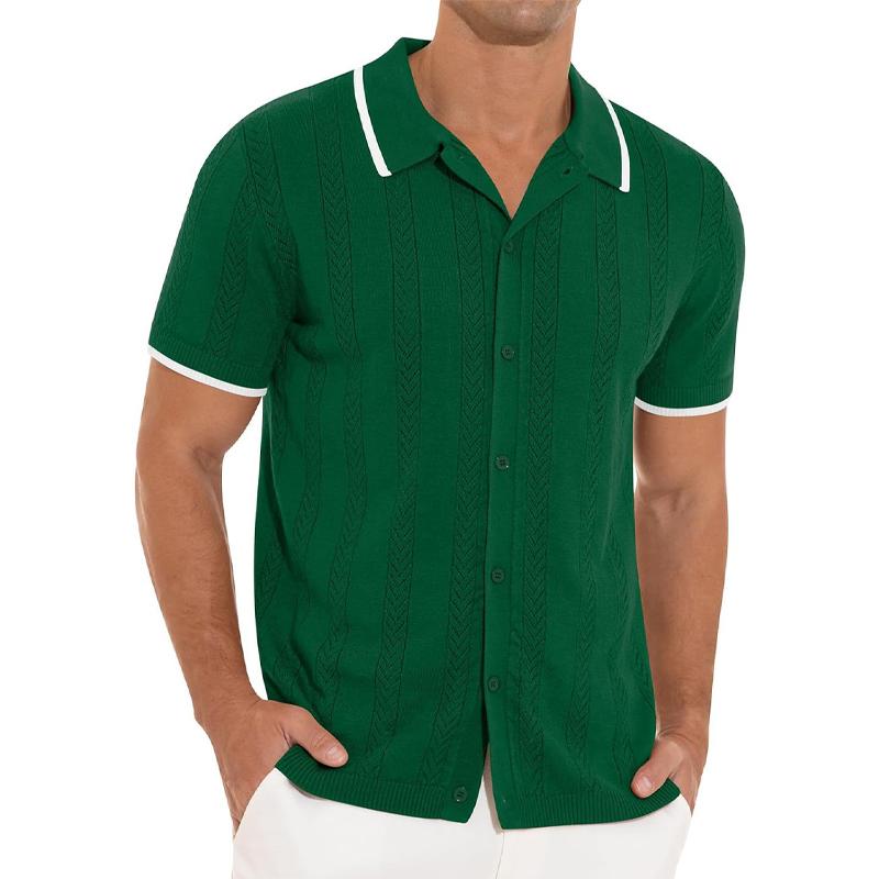 Men's Casual Solid Color Short-Sleeved Single-Breasted Polo Shirt