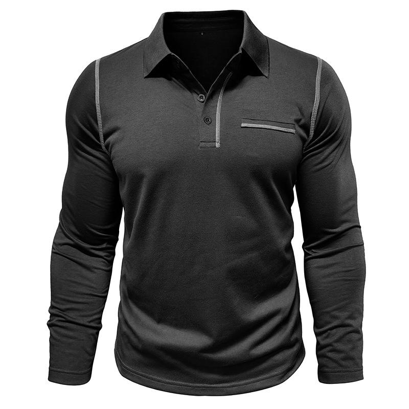 Men's Casual Lapel Slim Fit Long Sleeve Polo Shirt