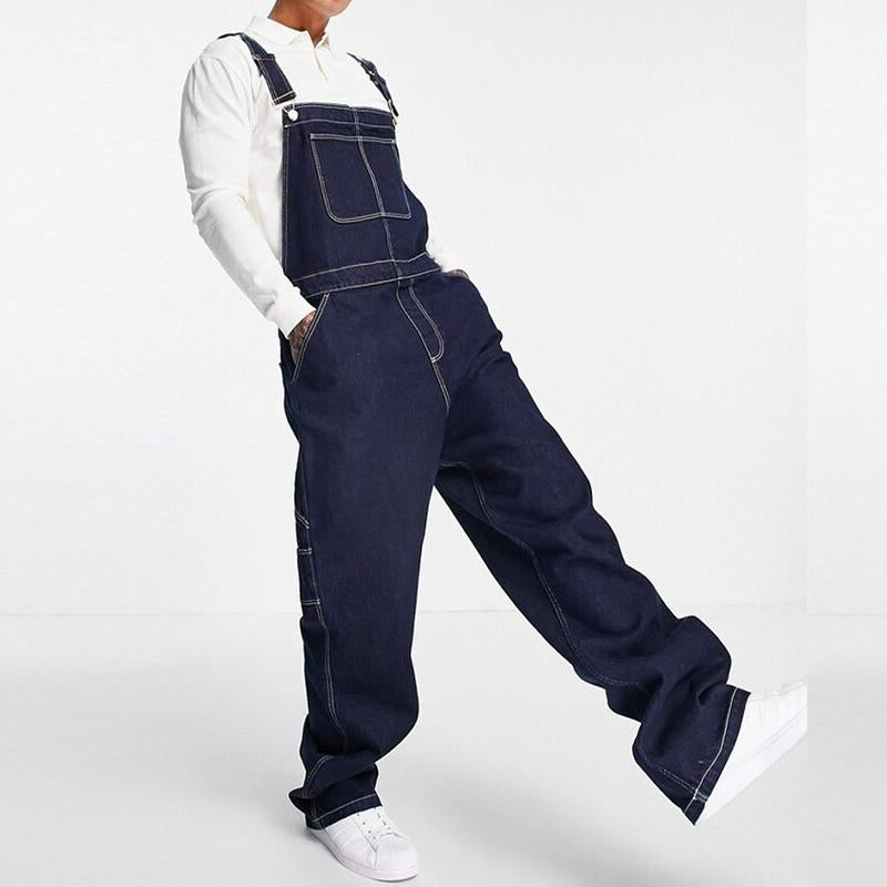 Men's Casual Loose Denim Overalls