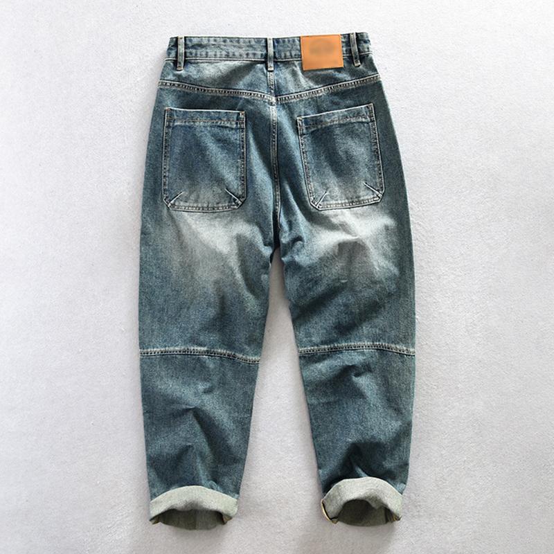 Men's Vintage Washed Distressed Multi-pocket Jeans