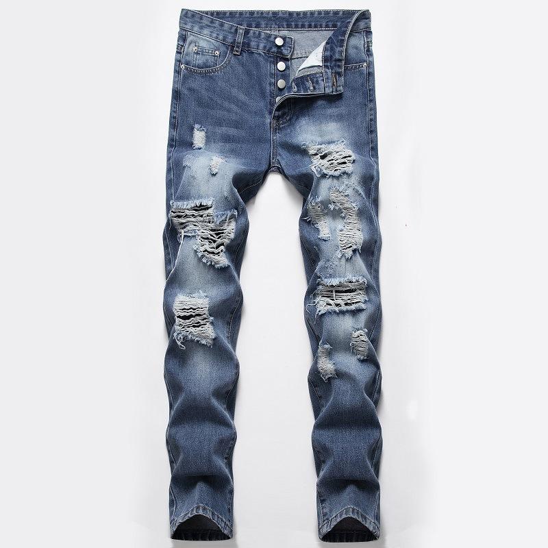 Men's Fashion Distressed Hole Slim Jeans