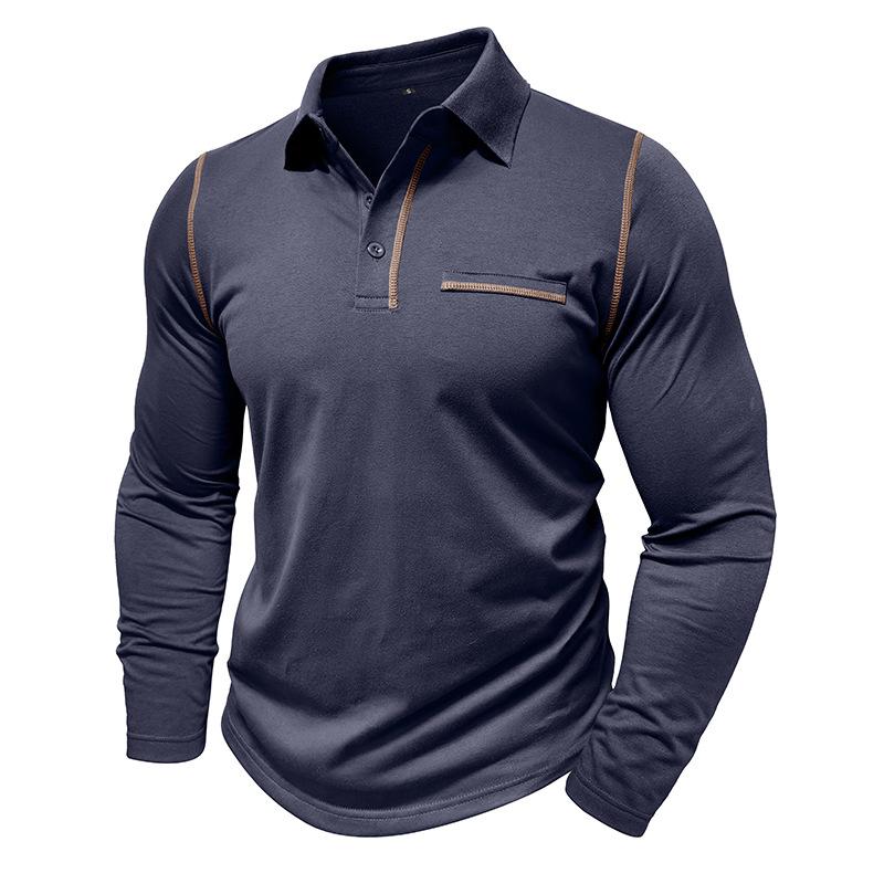 Men's Casual Lapel Slim Fit Long Sleeve Polo Shirt