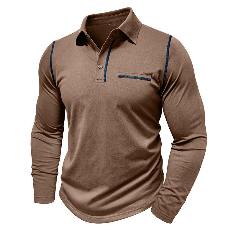 Men's Casual Lapel Slim Fit Long Sleeve Polo Shirt