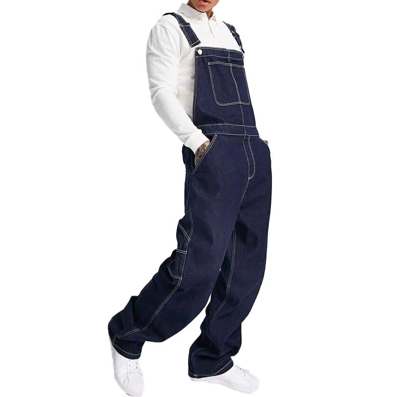 Men's Casual Loose Denim Overalls