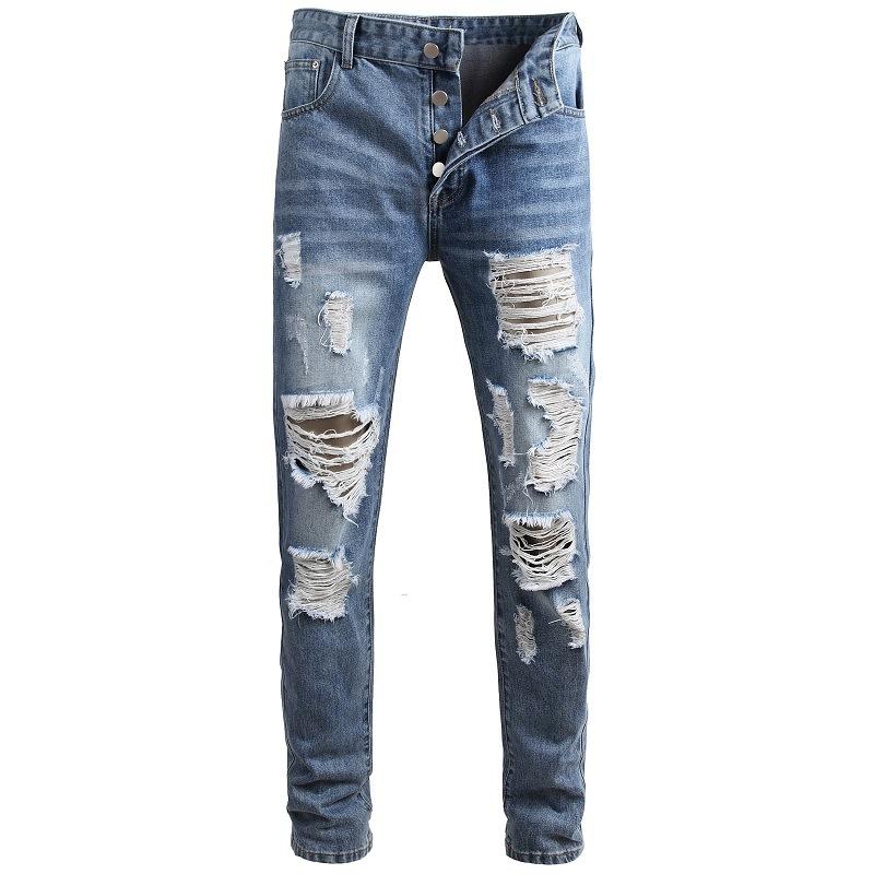 Men's Fashion Distressed Hole Slim Jeans