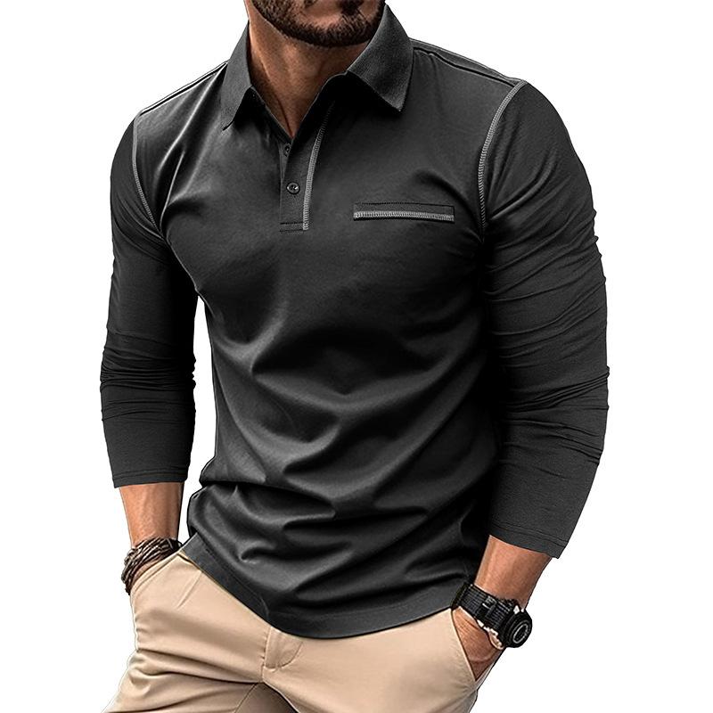 Men's Casual Lapel Slim Fit Long Sleeve Polo Shirt