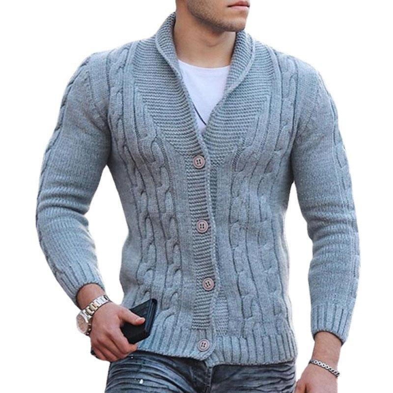 Men's Vintage Lapel Button Slim Fit Knit Cardigan