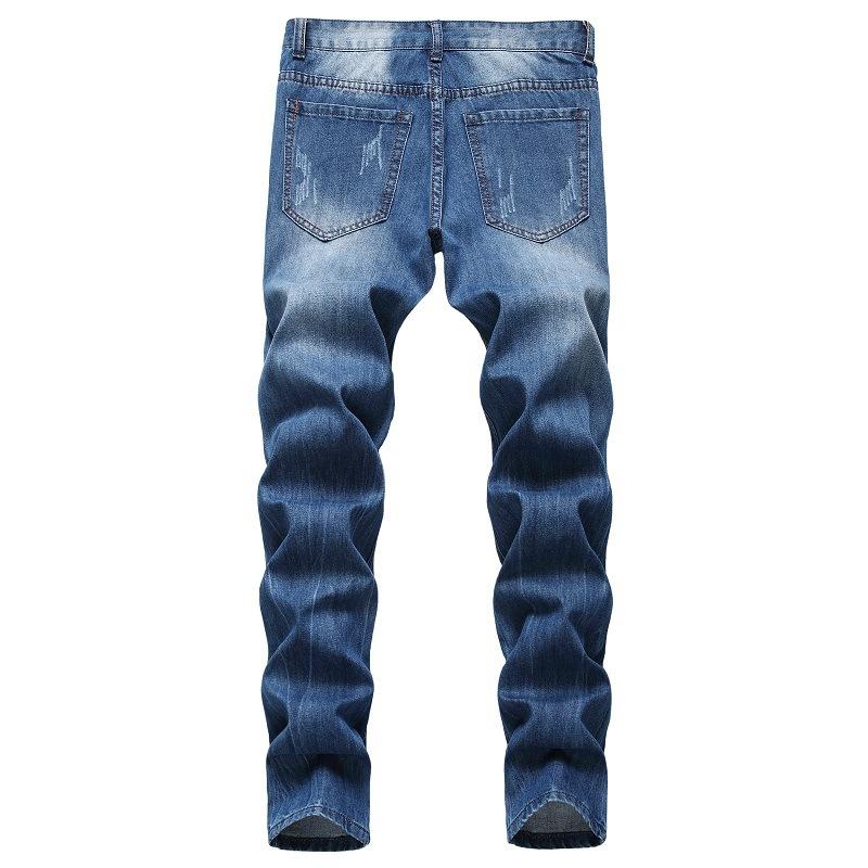 Men's Fashion Camo Patchwork Distressed Hole Slim Jeans