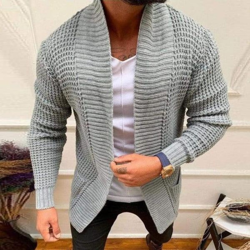 Men's Knitted Solid Color Casual Cardigan