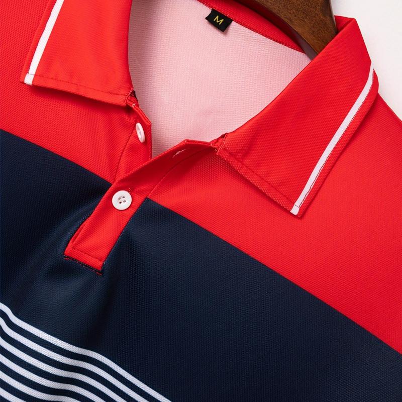 Men's Casual Striped Short Sleeve Polo Shirt