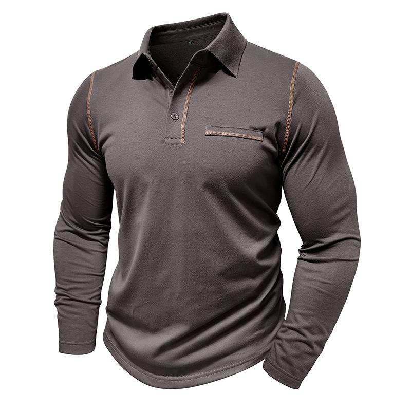 Men's Casual Lapel Slim Fit Long Sleeve Polo Shirt