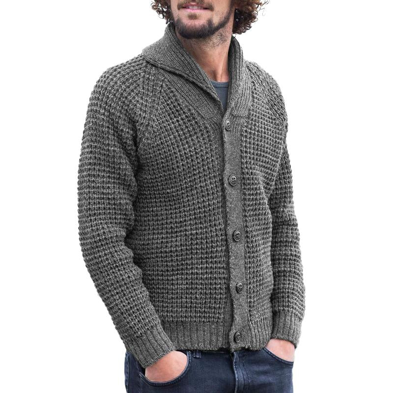 Men's Casual Solid Color Lapel Cardigan