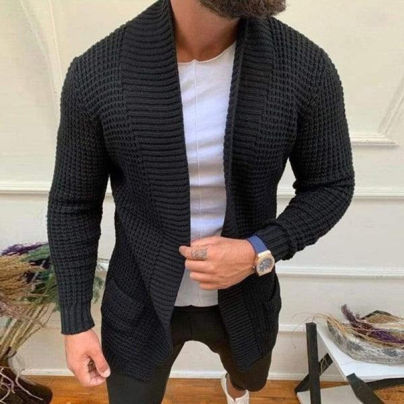 Men's Knitted Solid Color Casual Cardigan