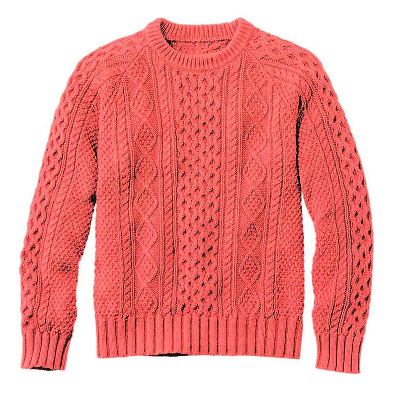 Men's Solid Color Textured Knitted Crew Neck Sweater