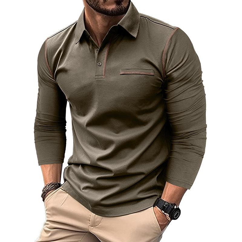 Men's Casual Lapel Slim Fit Long Sleeve Polo Shirt