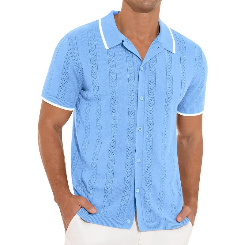 Men's Casual Solid Color Short-Sleeved Single-Breasted Polo Shirt