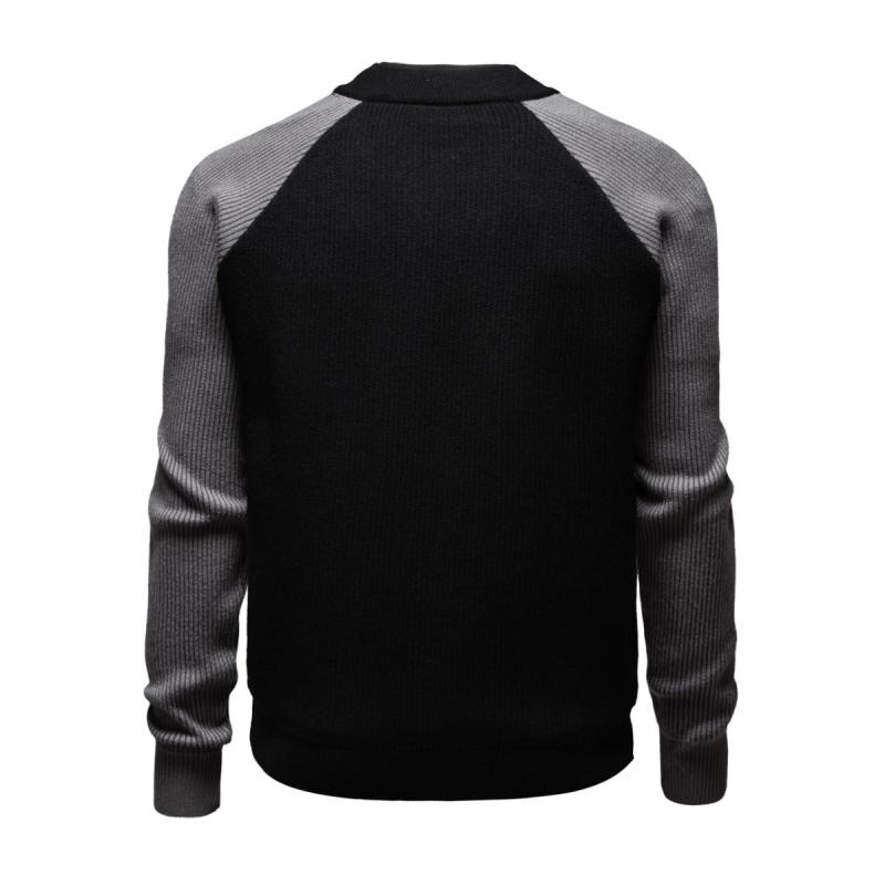 Men's Casual Colorblock Baseball Collar Loose Zipper Knit Cardigan