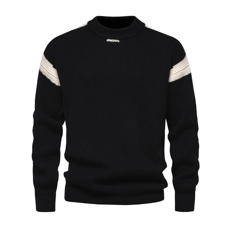 Men's Fashion Colorblock Round Neck Loose Knit Sweater