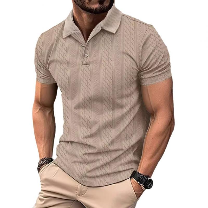 Men's Jacquard Texture Short-Sleeved Polo Shirt