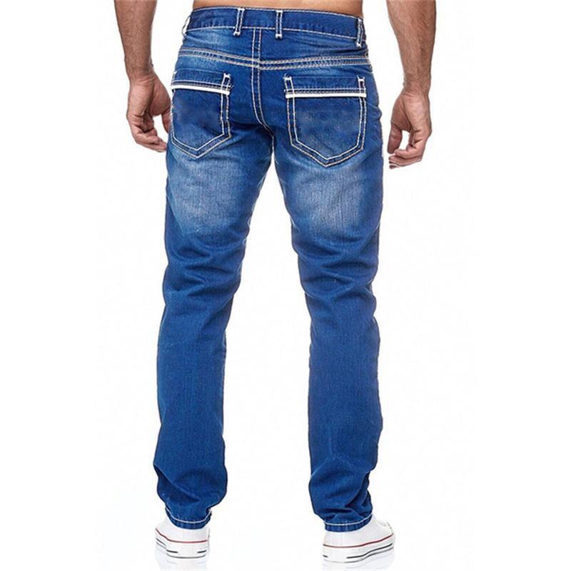 Men's Fashion Distressed Slim Double Stitching Casual Jeans