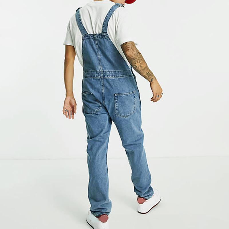 Men's Vintage Washed Distressed Denim Jumpsuit