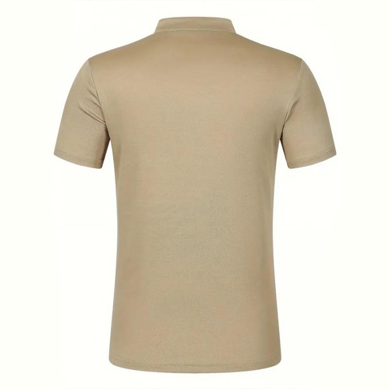 Men's Camouflage Stitching Stand Collar Short Sleeve Polo Shirt