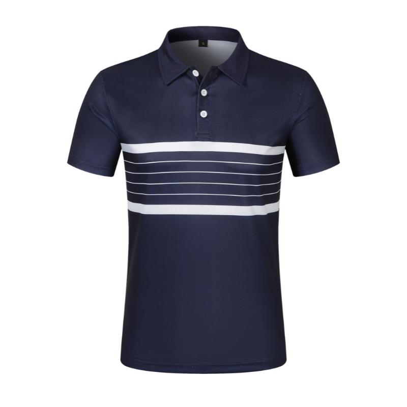 Men's Striped Casual Button-Down Short Sleeve Polo Shirt