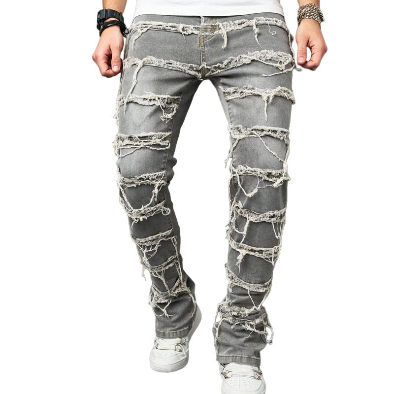 Men's Vintage Ripped Button Jeans