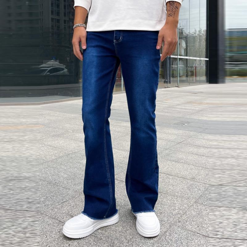 Men's Casual Slim Fit Washed Stretch Skinny Flared Jeans=