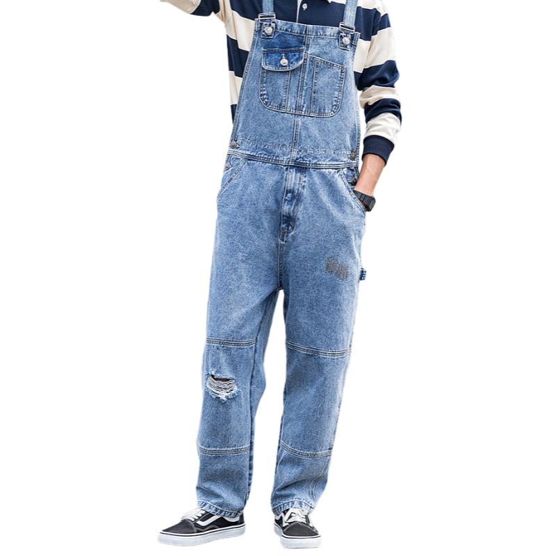 Men's Vintage Loose Multi-Pocket Denim Overalls