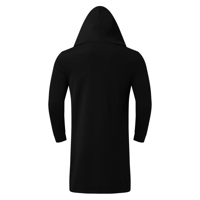 Men's Casual Solid Color Mid-Length Loose Long Sleeve Hooded Cardigan