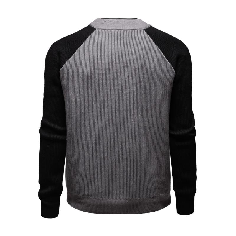 Men's Casual Colorblock Baseball Collar Loose Zipper Knit Cardigan